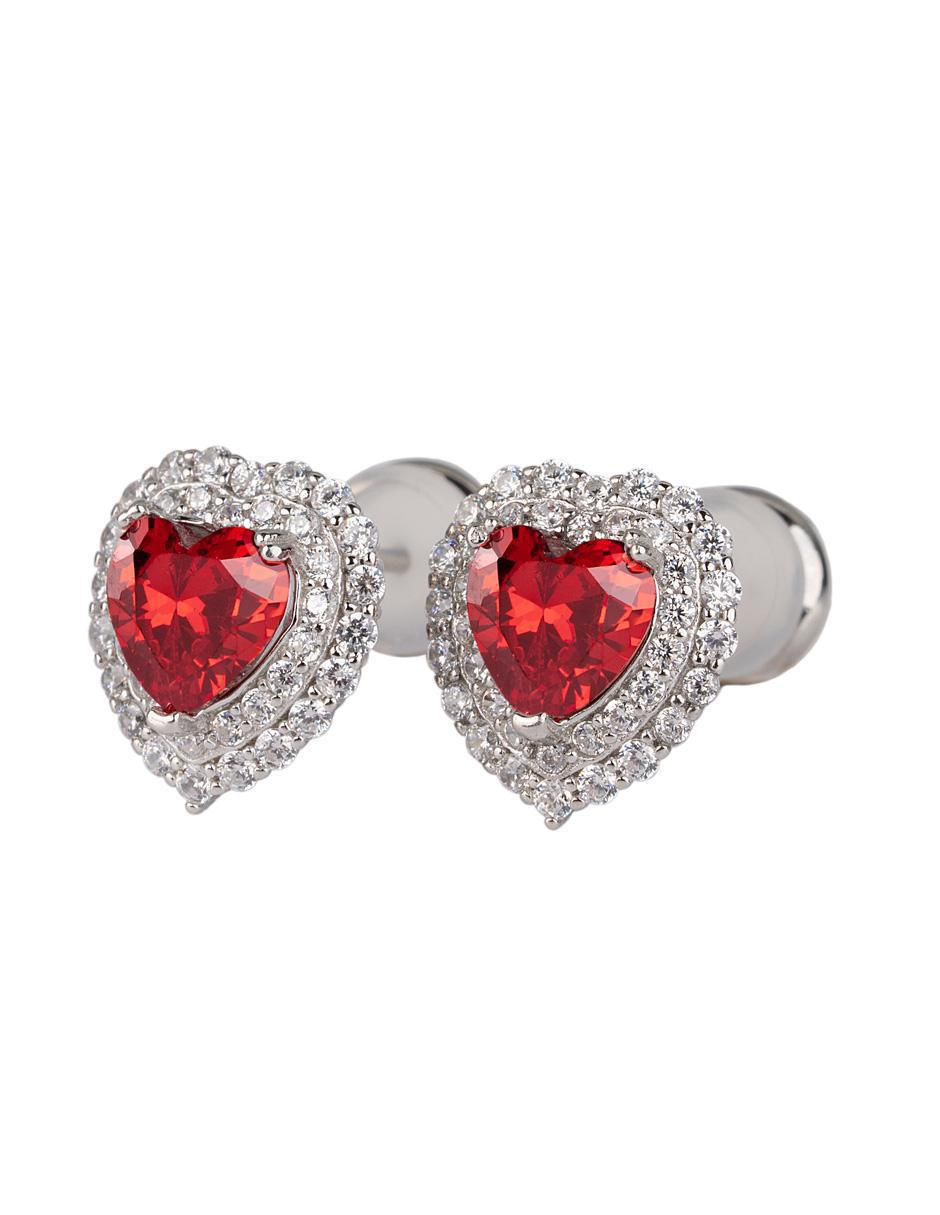 Broqueles de corazón luckyly zaria de plata p 925 con acabado plateado zirconia cúbica