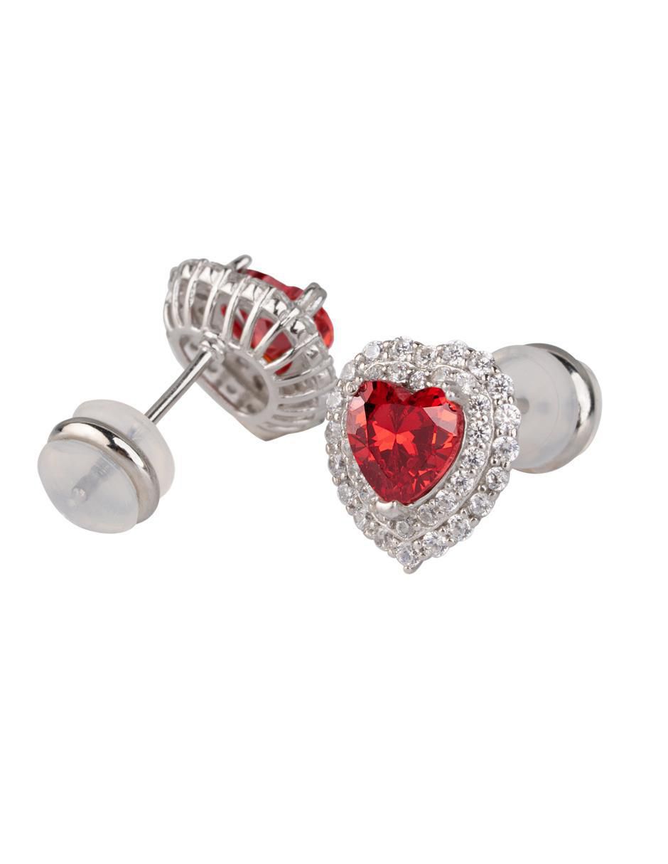 Broqueles de corazón luckyly zaria de plata p 925 con acabado plateado zirconia cúbica