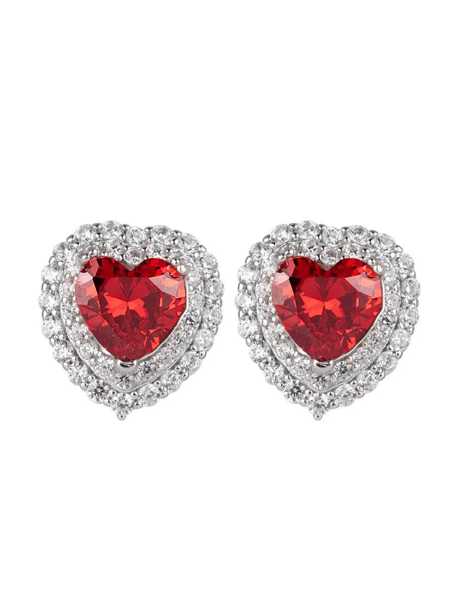 Broqueles de corazón luckyly zaria de plata p 925 con acabado plateado zirconia cúbica