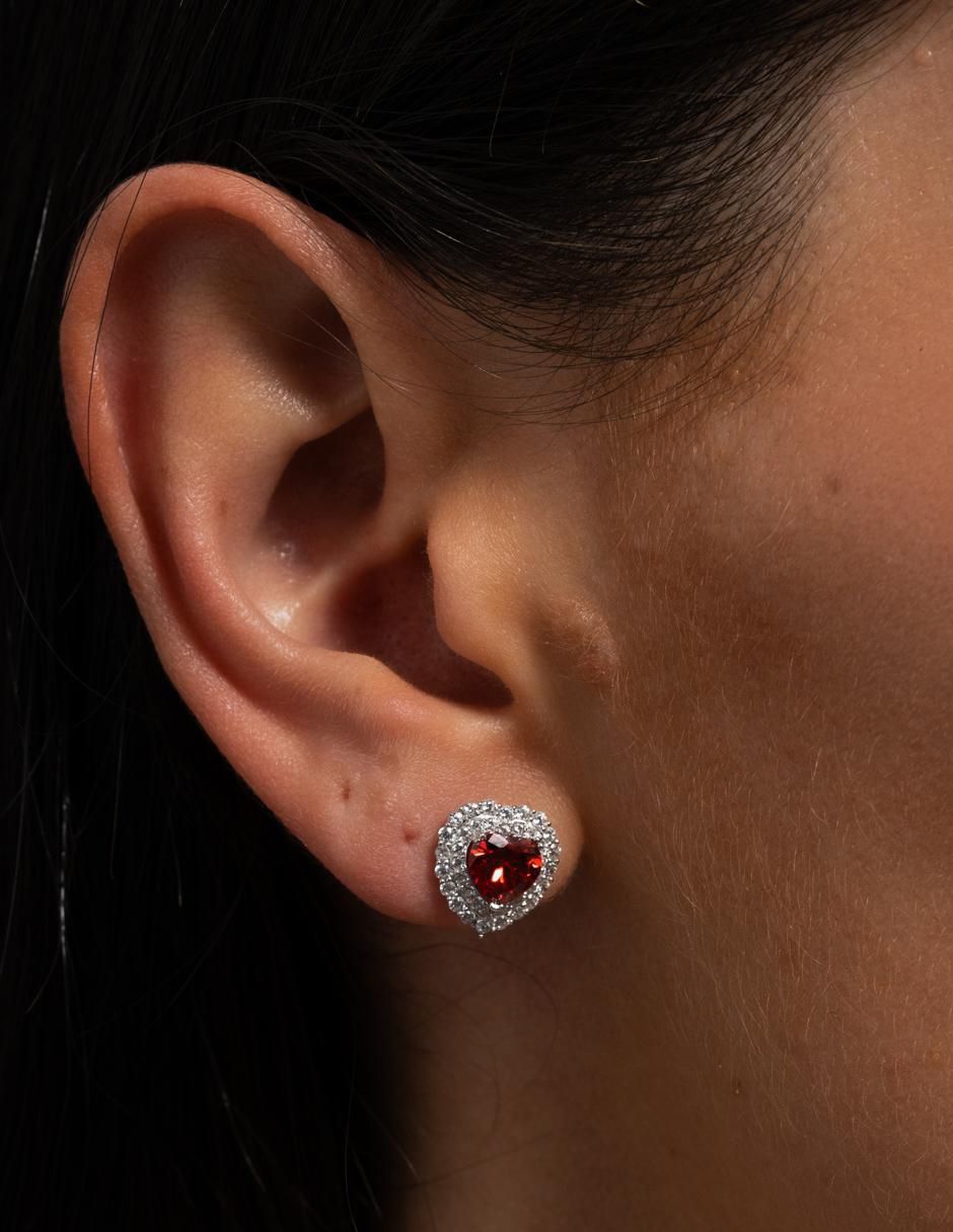 Broqueles de corazón luckyly zaria de plata p 925 con acabado plateado zirconia cúbica
