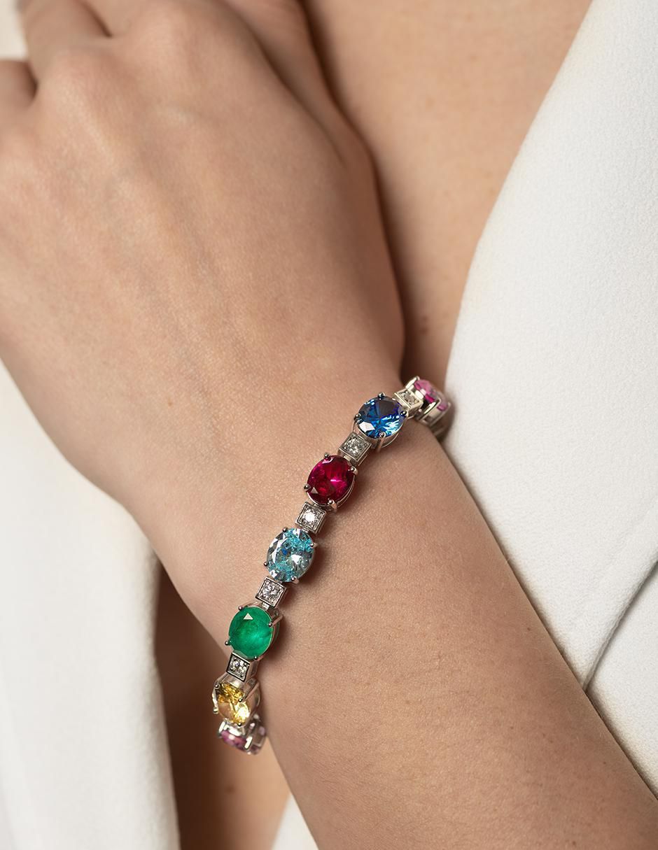 Brazalete de plata con turmalina P 925 acabado brillante 3