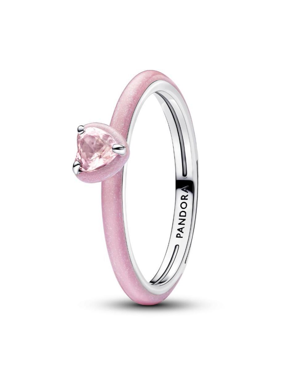 Anillo de corazón P 925 de plata cristal pulido