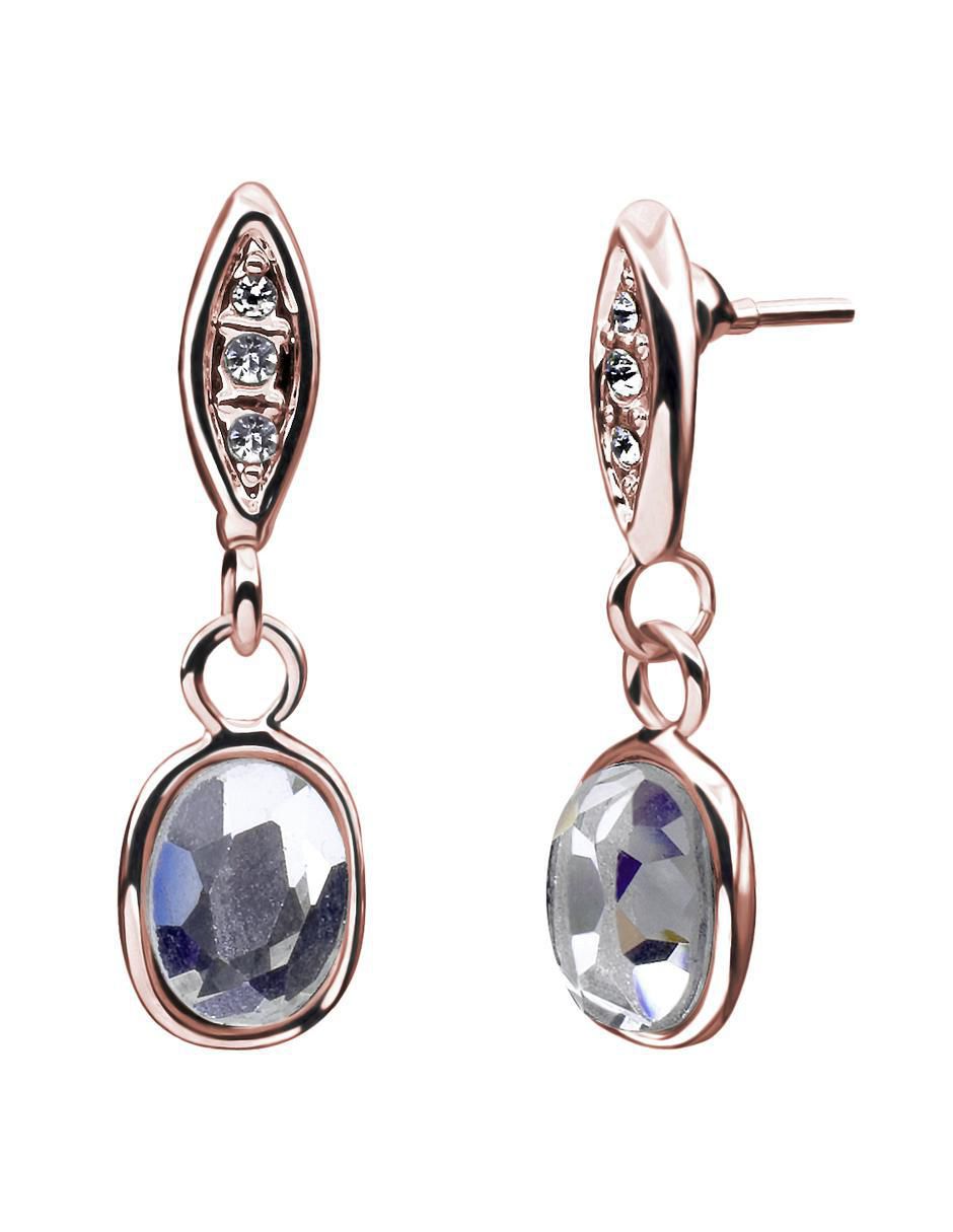 Arets de gota Elegance con acabado baño de oro rosa cristal 2