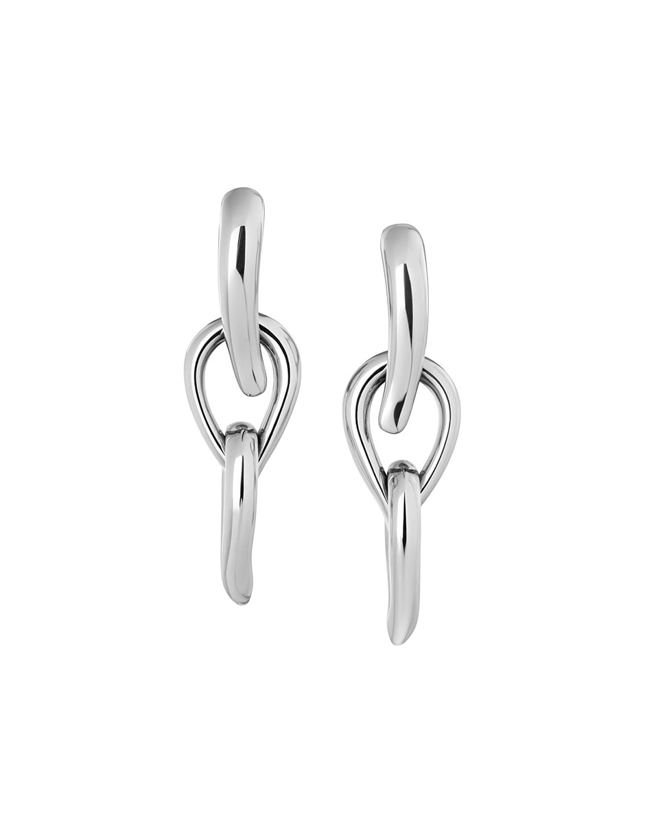 Aretes largos de eslabón Sculptured Drops con acabado pulido Aretes largos de eslabón Sculptured Drops con acabado pulido
