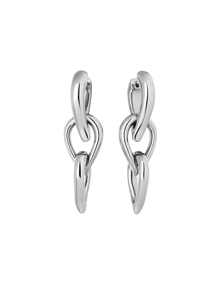 Aretes largos de eslabón Sculptured Drops con acabado pulido 2