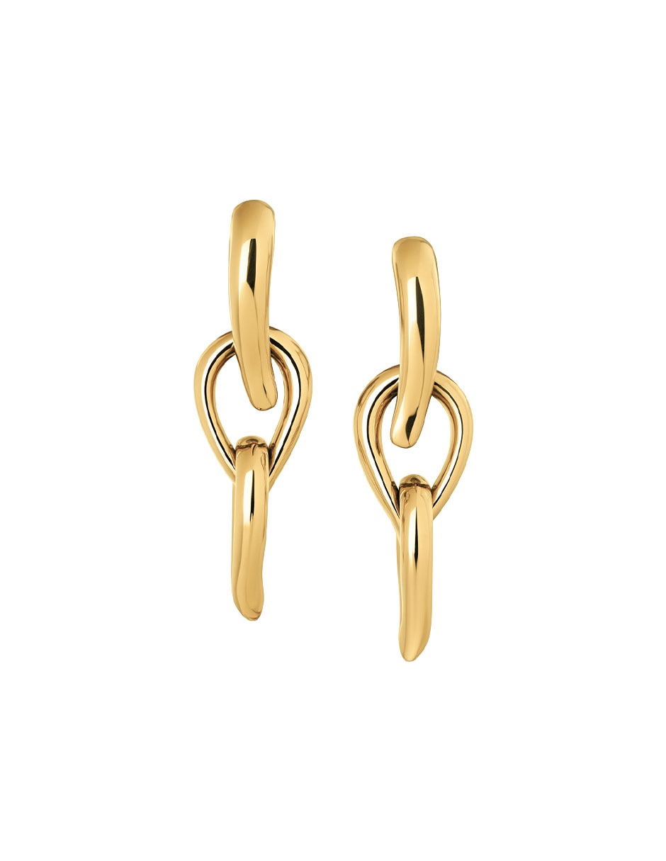 Aretes largos de eslabón Sculptured Drops con acabado pulido