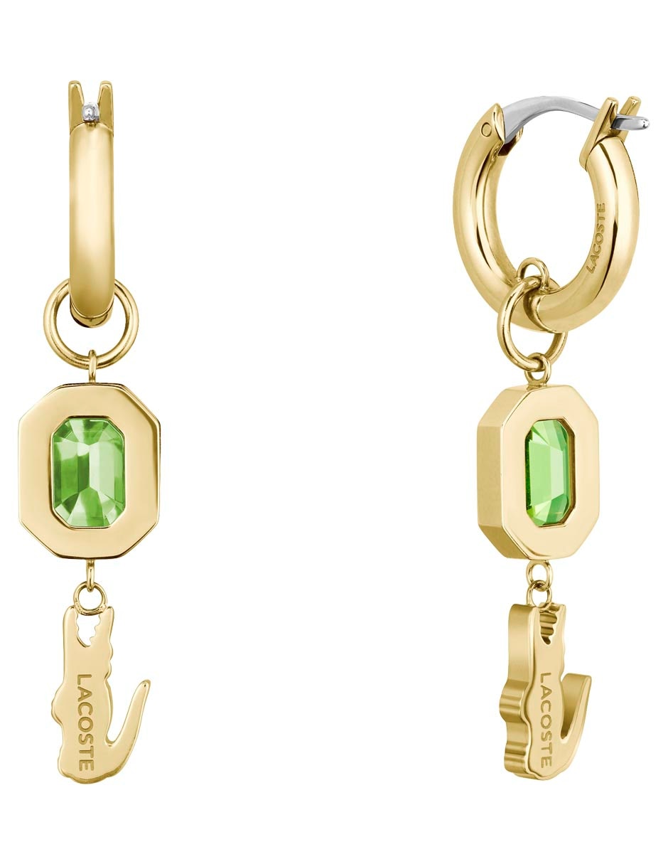 Aretes largos Deva con acabado brillante cristal 2