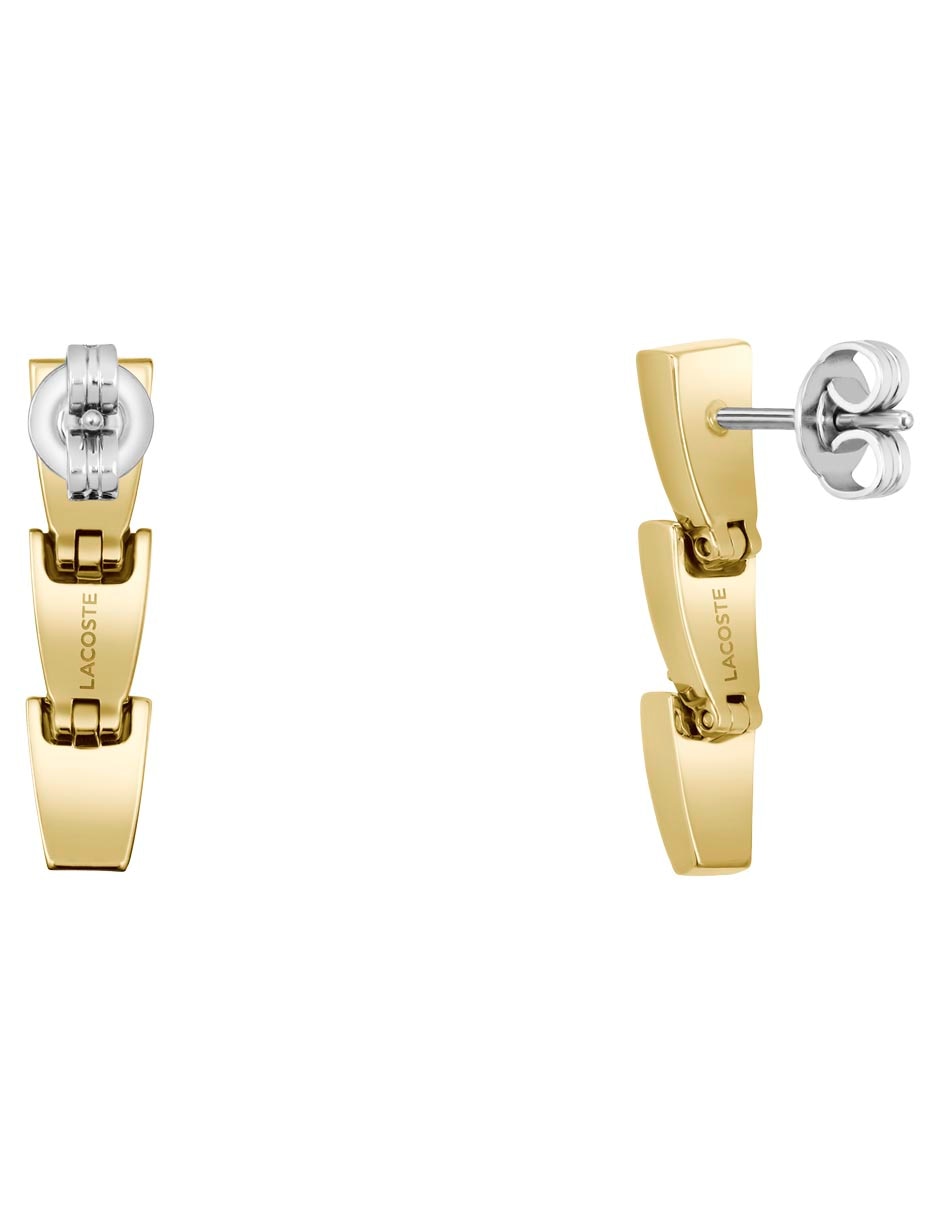 Aretes cortos rectangulares Crocodelle con acabado brillante cristal 2