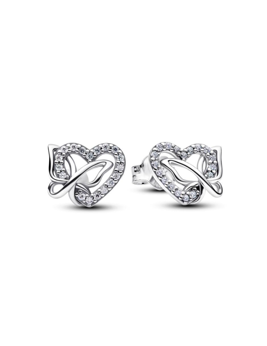 Aretes cortos de corazón Moments de plata P 925 con acabado brillante zirconia cúbica Aretes cortos de corazón Moments de plata P 925 con acabado brillante zirconia cúbica