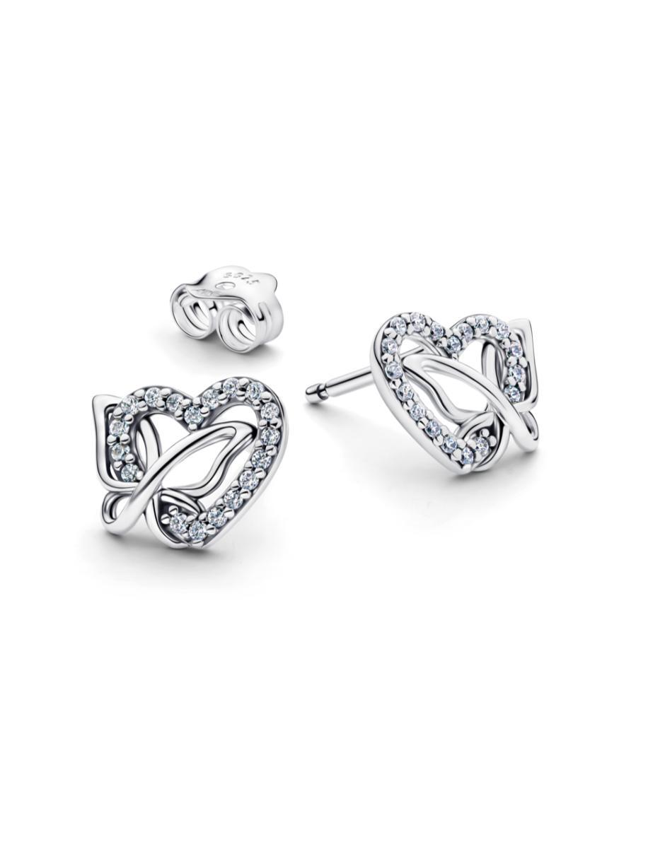 Aretes cortos de corazón Moments de plata P 925 con acabado brillante zirconia cúbica 3