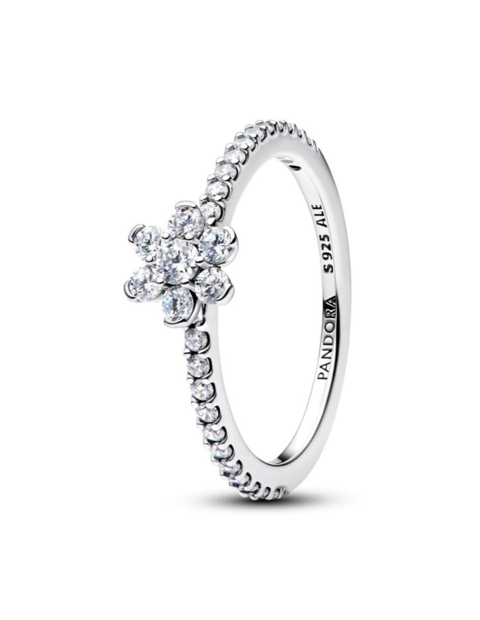 Anillo de flor P 925 de plata zirconia cúbica brillante