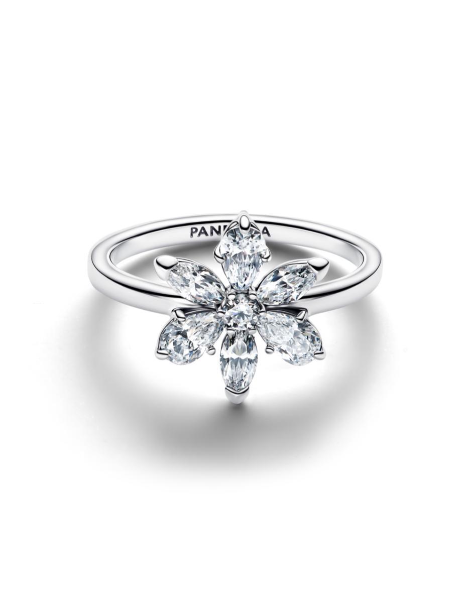Anillo de flor P 925 de plata zirconia cúbica brillante 3