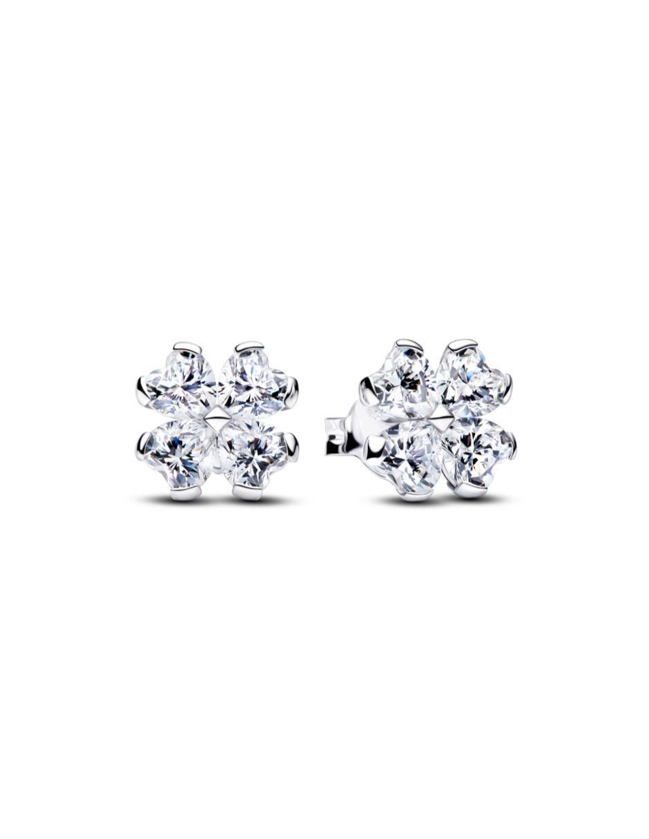 Aretes cortos de trébol Timeless de plata P 925 con acabado brillante zirconia cúbica Aretes cortos de trébol Timeless de plata P 925 con acabado brillante zirconia cúbica