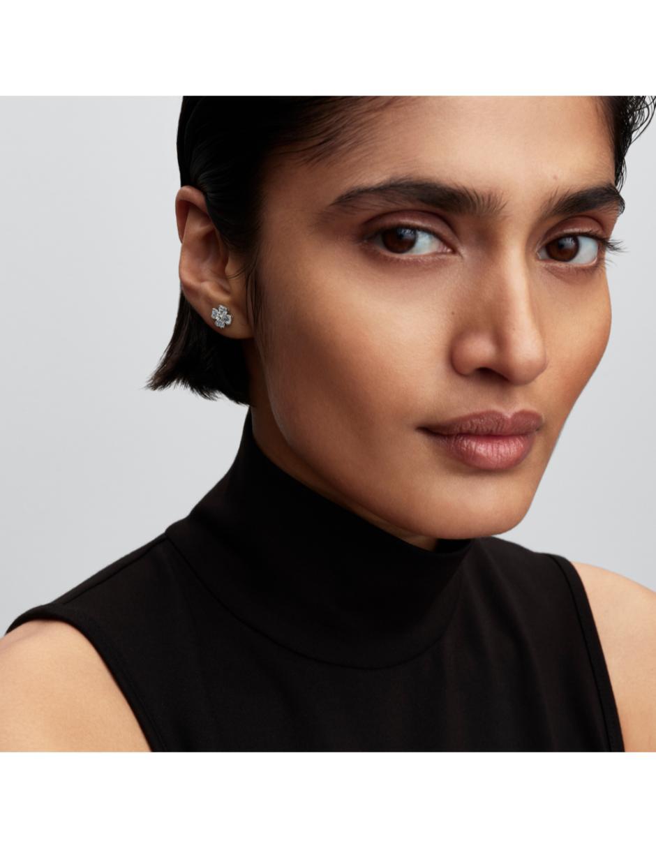 Aretes cortos de trébol Timeless de plata P 925 con acabado brillante zirconia cúbica 2