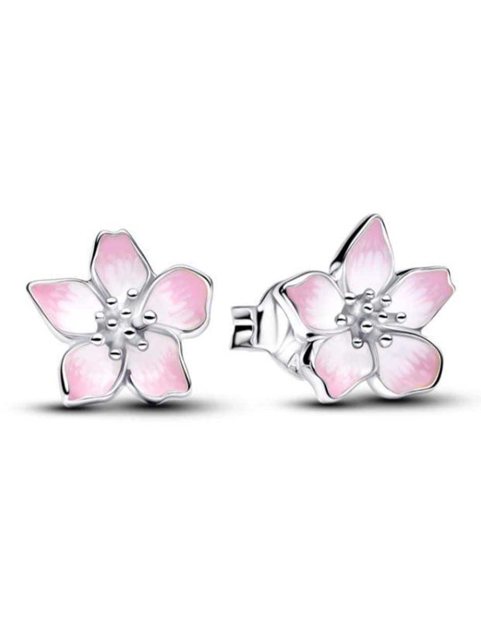 Aretes cortos de flor Moments de plata P 925 con acabado brillante