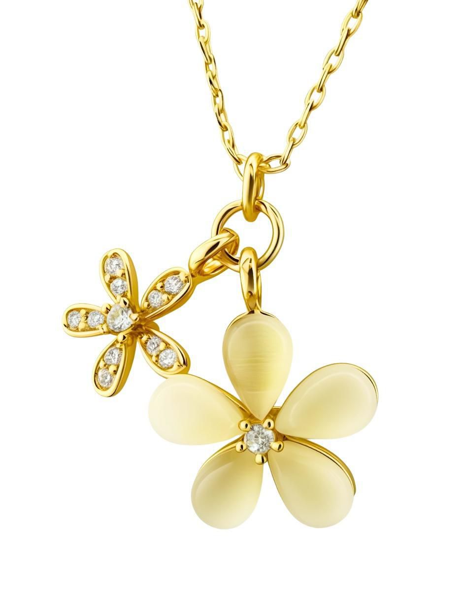 Collar de flor Aurore de chapa de oro 18 K 4