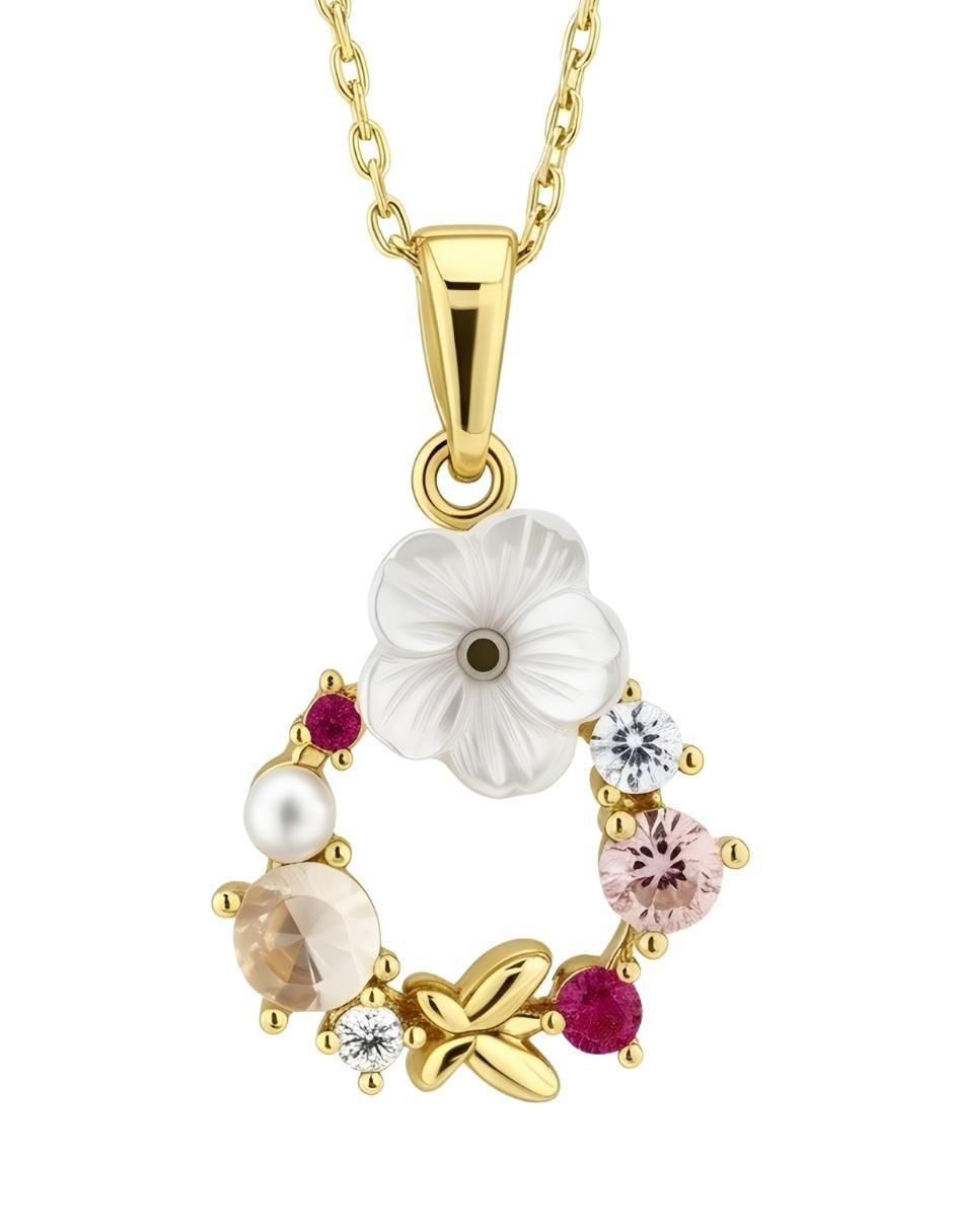 Collar de flor Aurore de chapa de oro 18 K 3