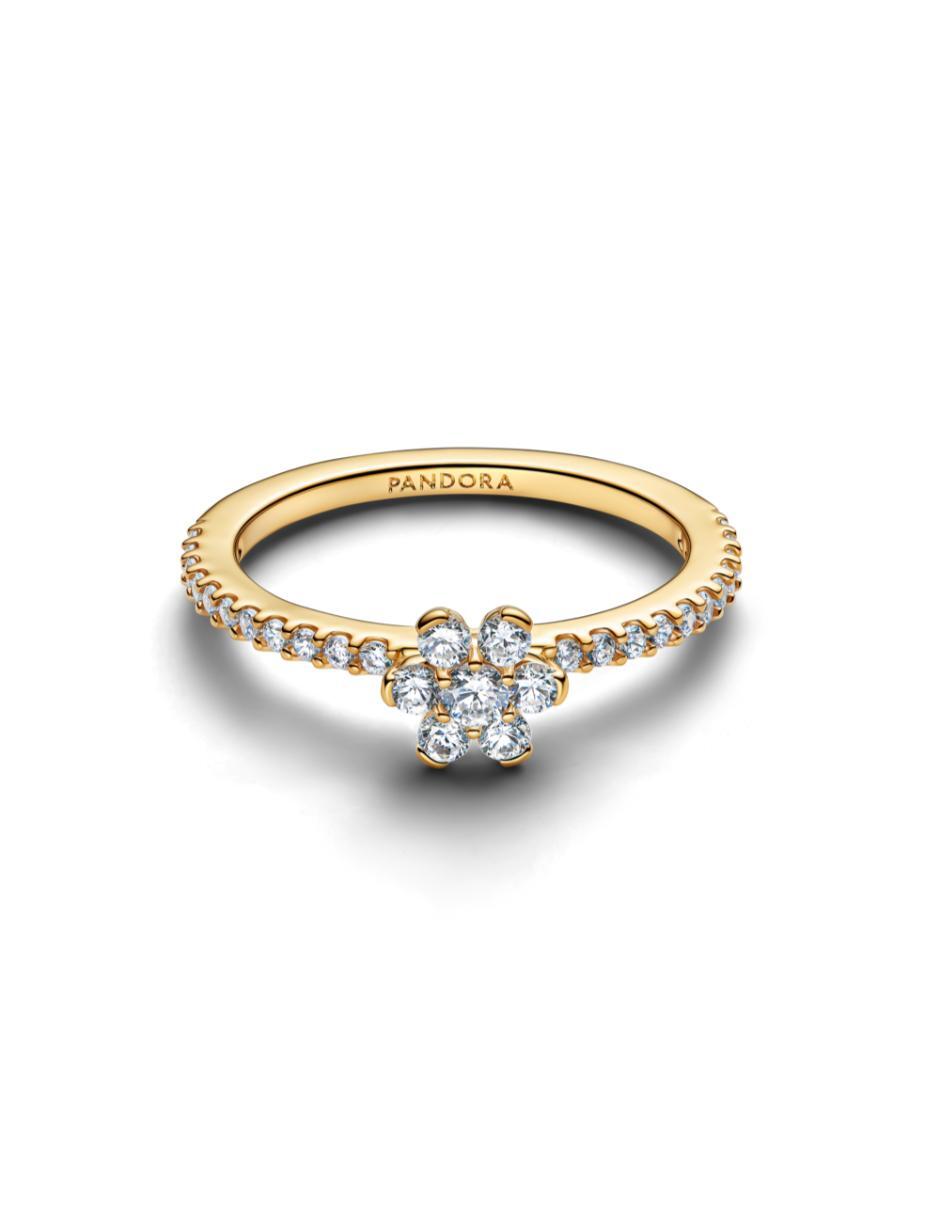 Anillo de flor P 925 de plata con baño de oro 3
