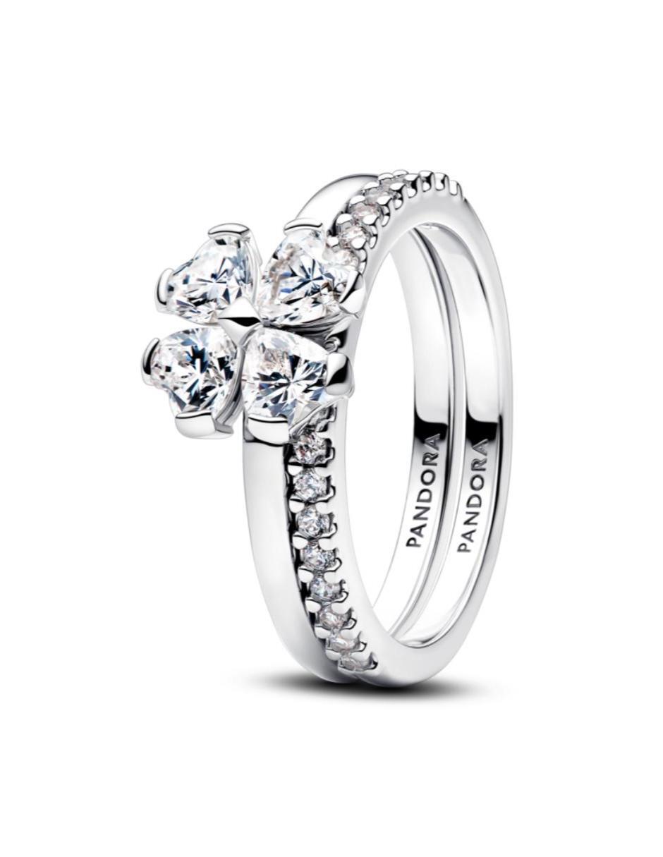 Anillo de trébol P 925 de plata zirconia cúbica brillante Anillo de trébol P 925 de plata zirconia cúbica brillante