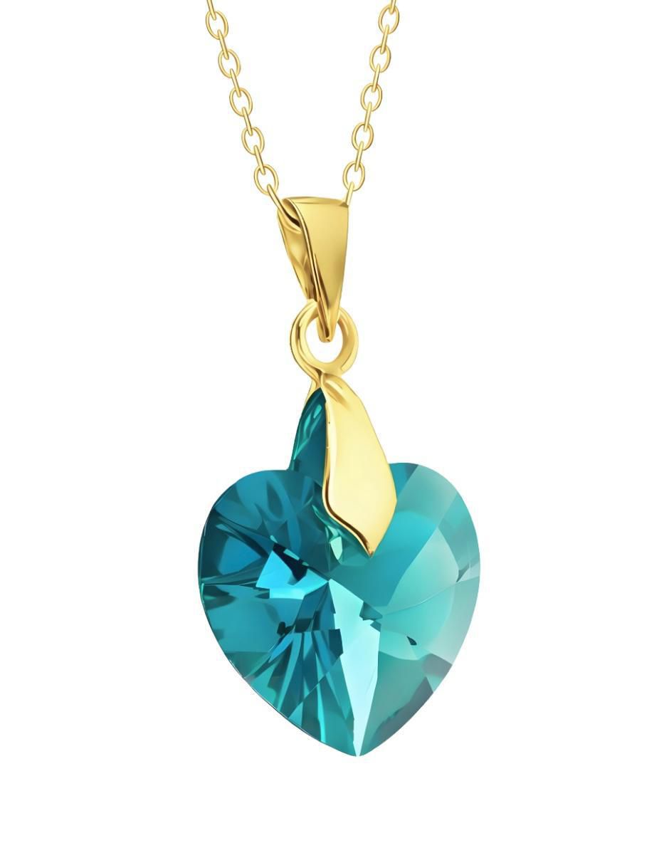 Aretes y collar de corazón Aurore 18 K cristal 2