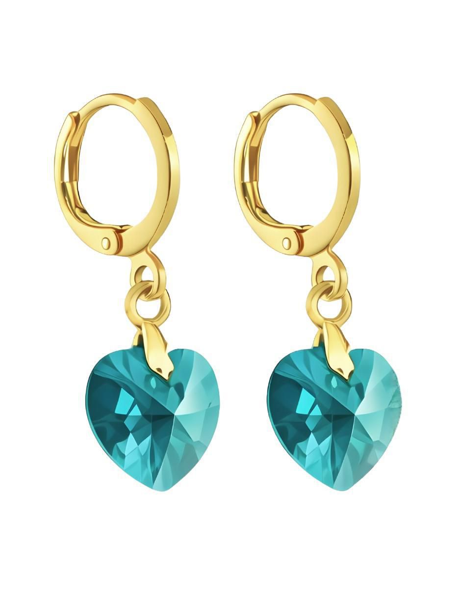 Aretes y collar de corazón Aurore 18 K cristal 3