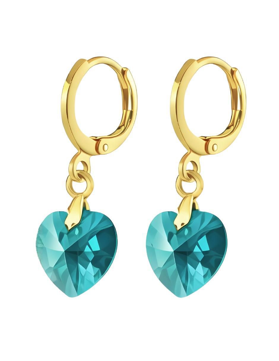 Aretes y collar de corazón Aurore 18 K cristal 4