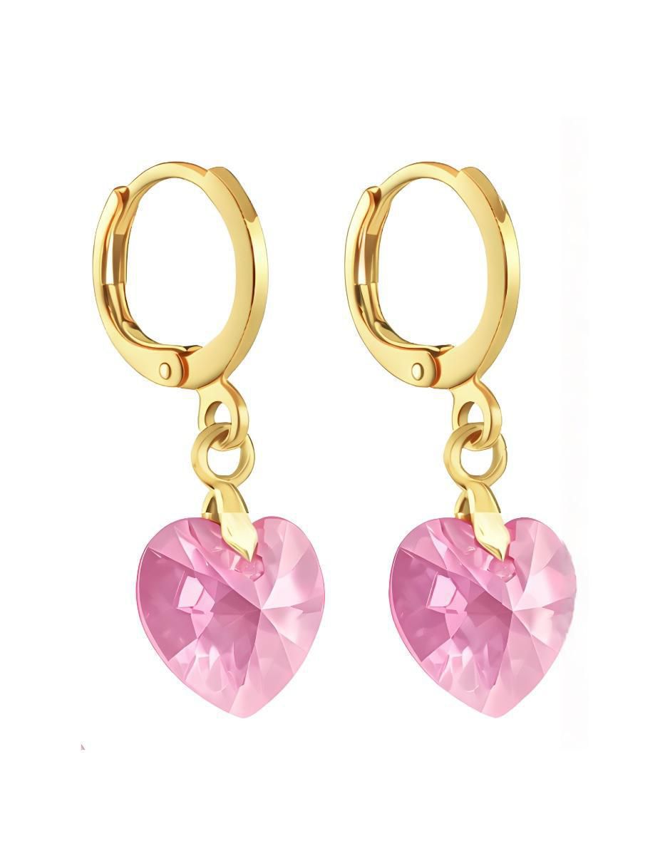 Aretes y collar de corazón Aurore 18 K cristal 3