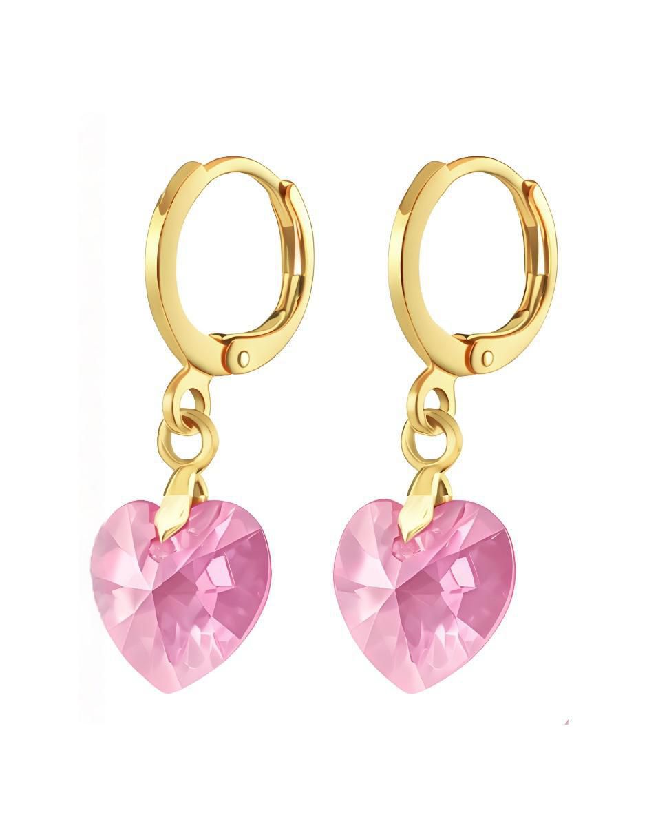 Aretes y collar de corazón Aurore 18 K cristal 4