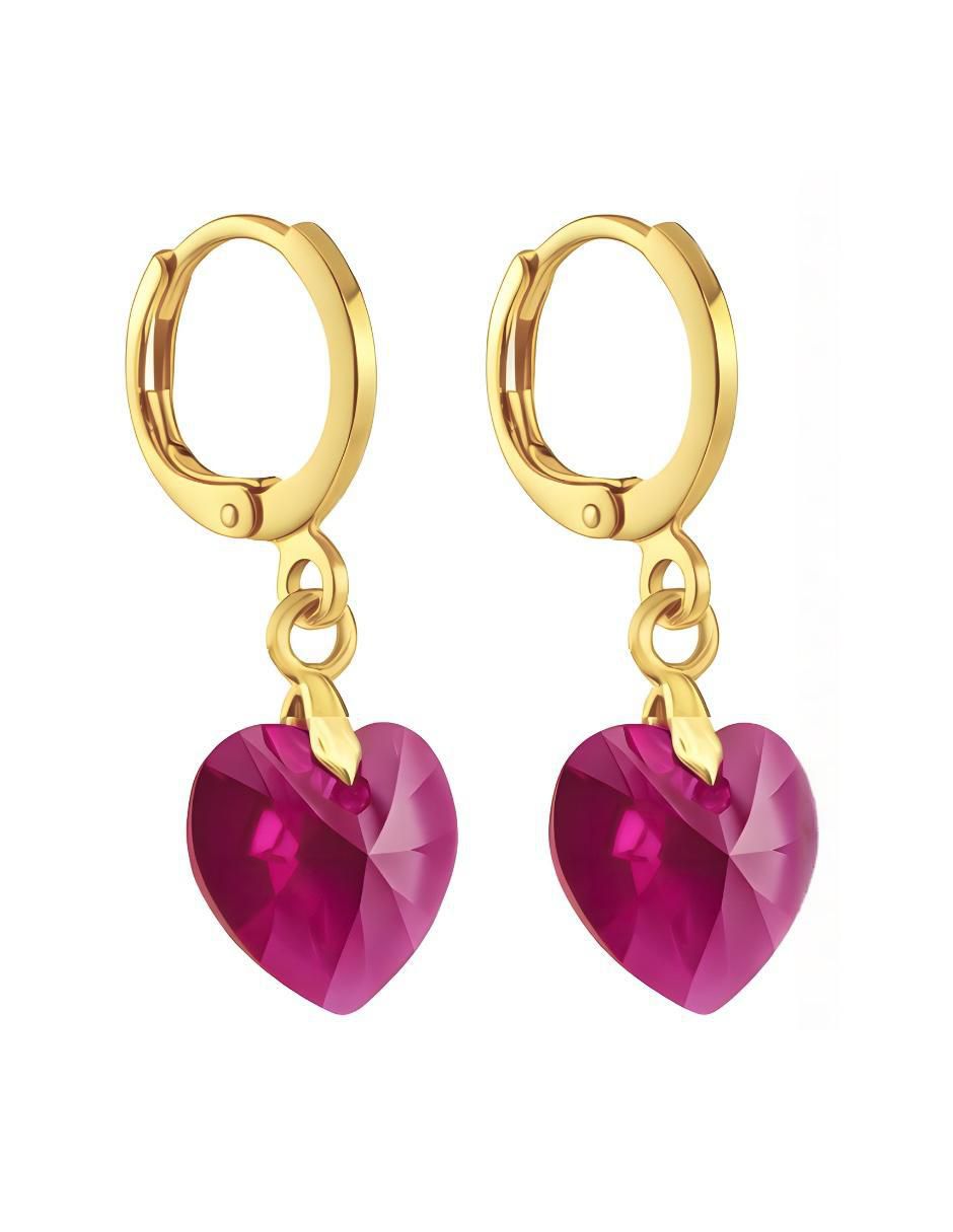 Aretes y collar de corazón Aurore 18 K cristal 3