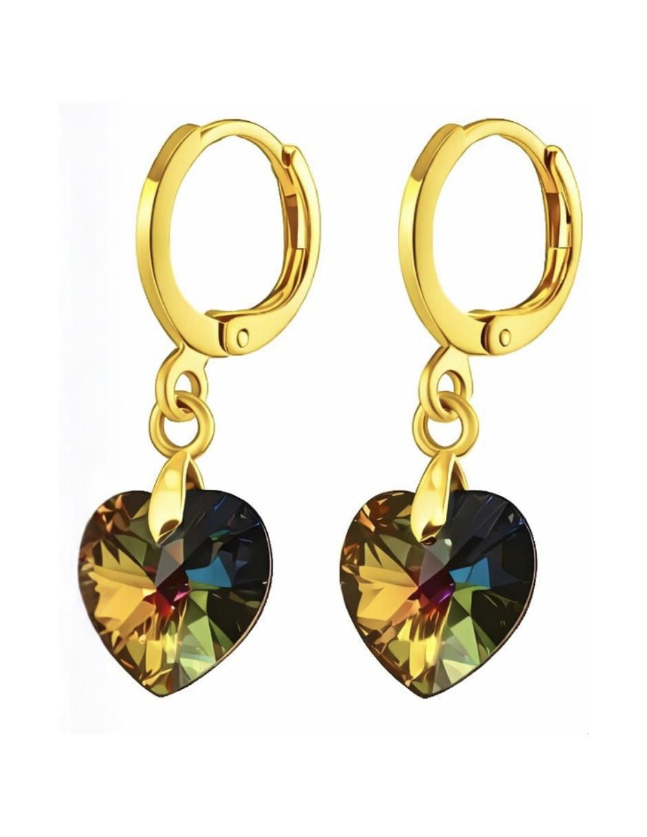 Aretes y collar de corazón Aurore 18 K cristal 4
