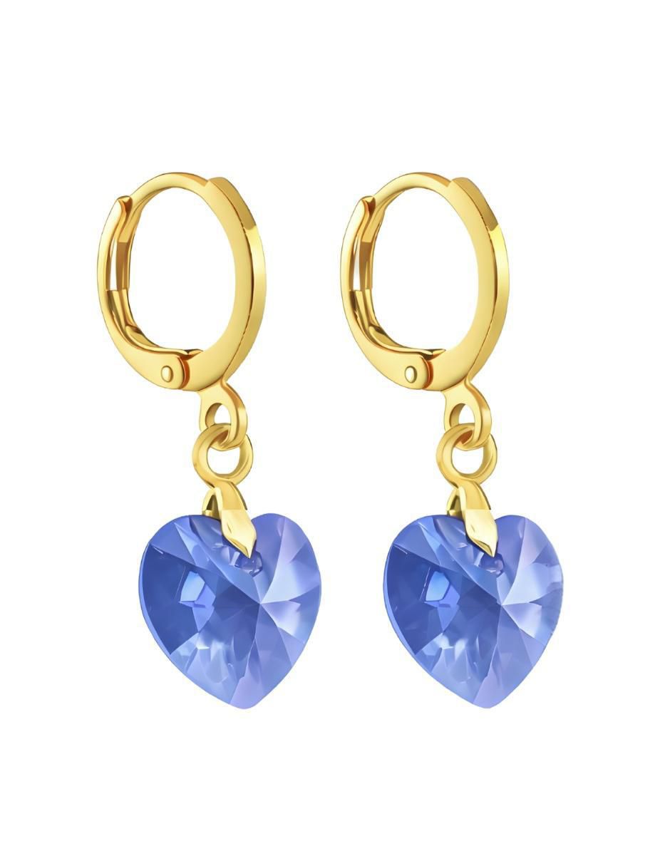 Aretes y collar de corazón Aurore 18 K cristal 3