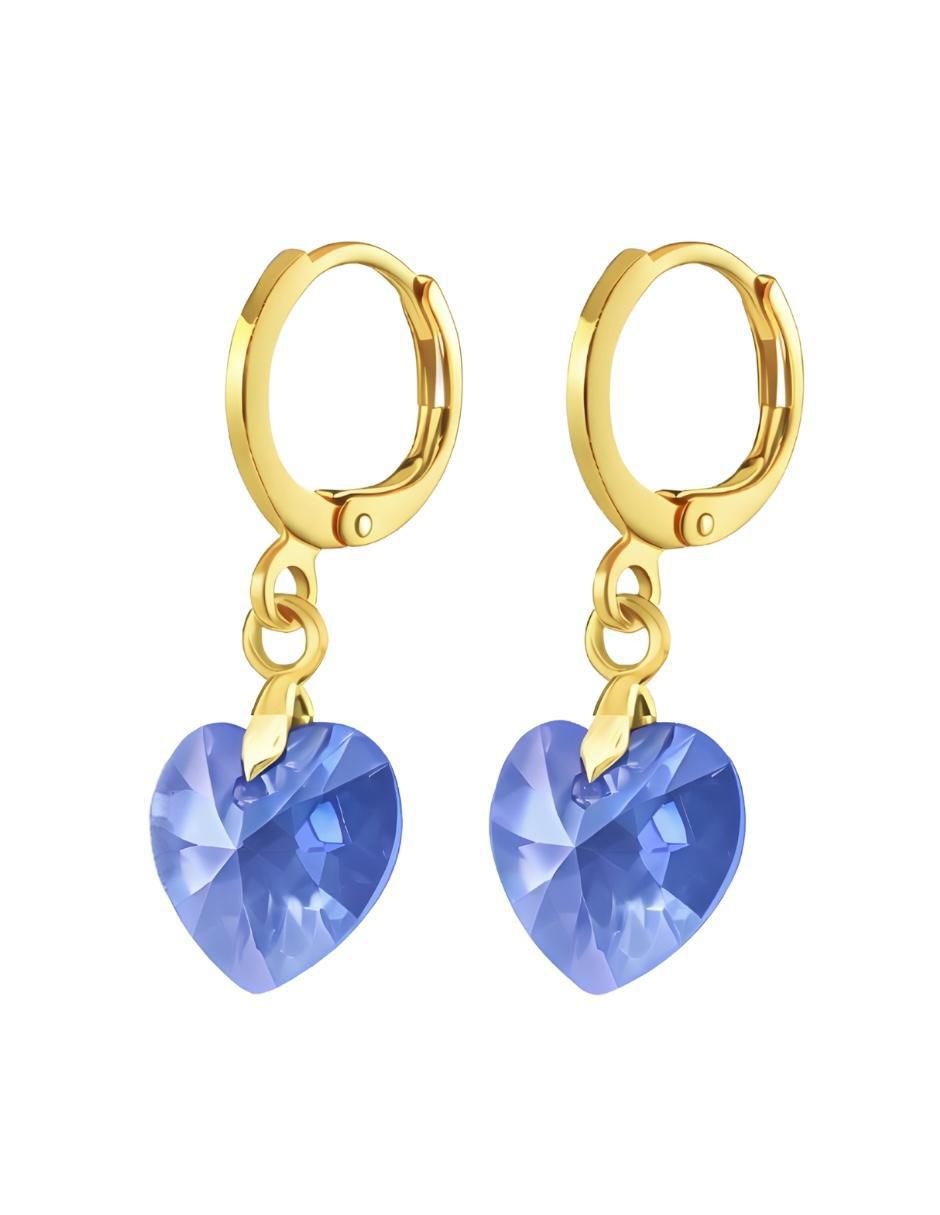 Aretes y collar de corazón Aurore 18 K cristal 4