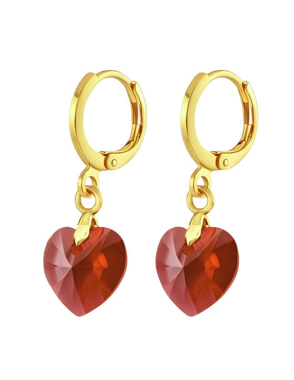Aretes y collar de corazón Aurore 18 K cristal 4