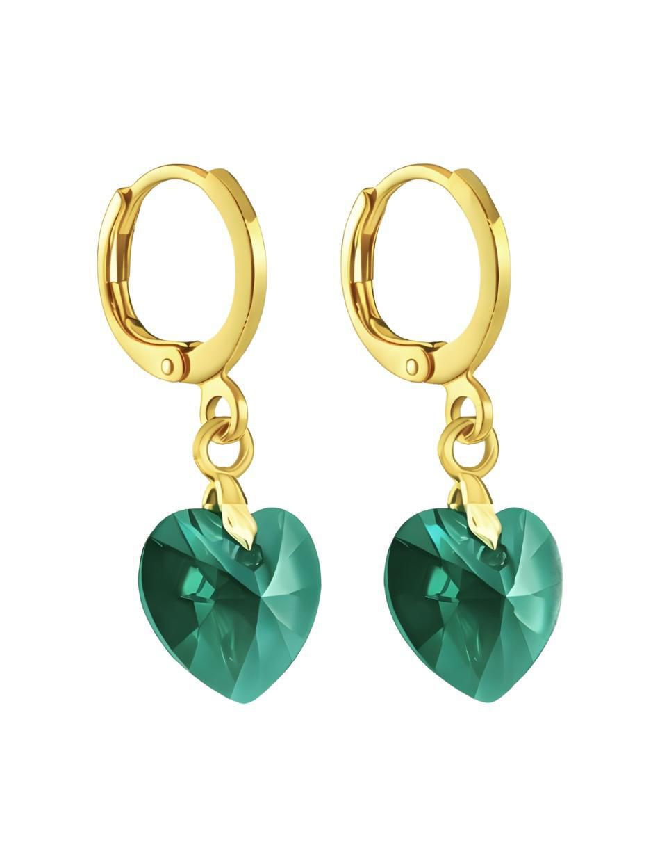 Aretes y collar de corazón Aurore 18 K cristal 3