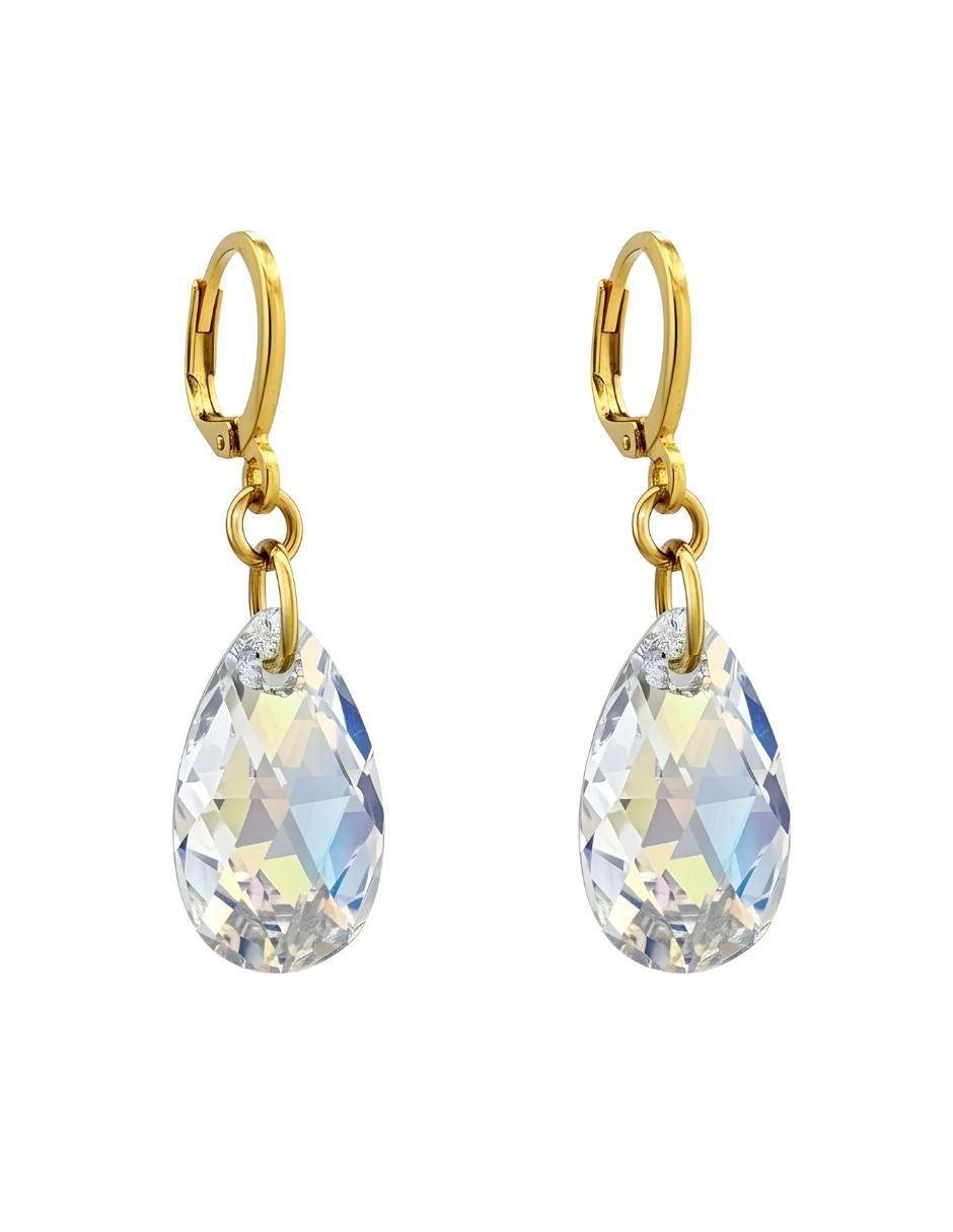 Aretes y collar de gota Aurore 18 K cristal 3