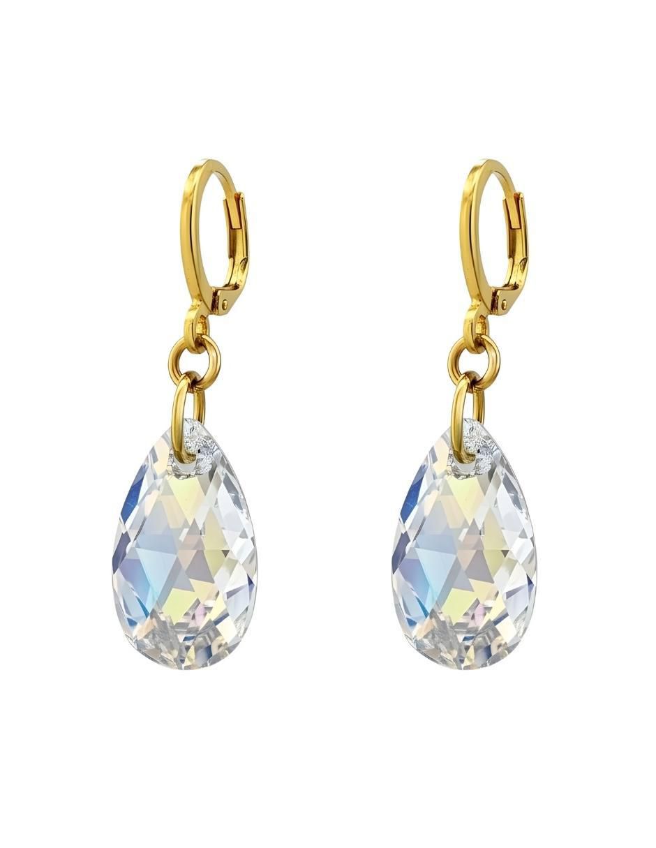 Aretes y collar de gota Aurore 18 K cristal 4