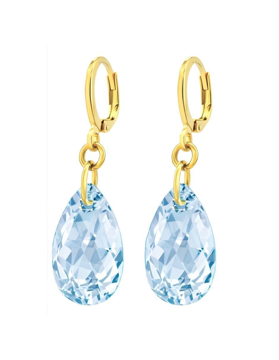 Aretes y collar de gota Aurore 18 K cristal 4