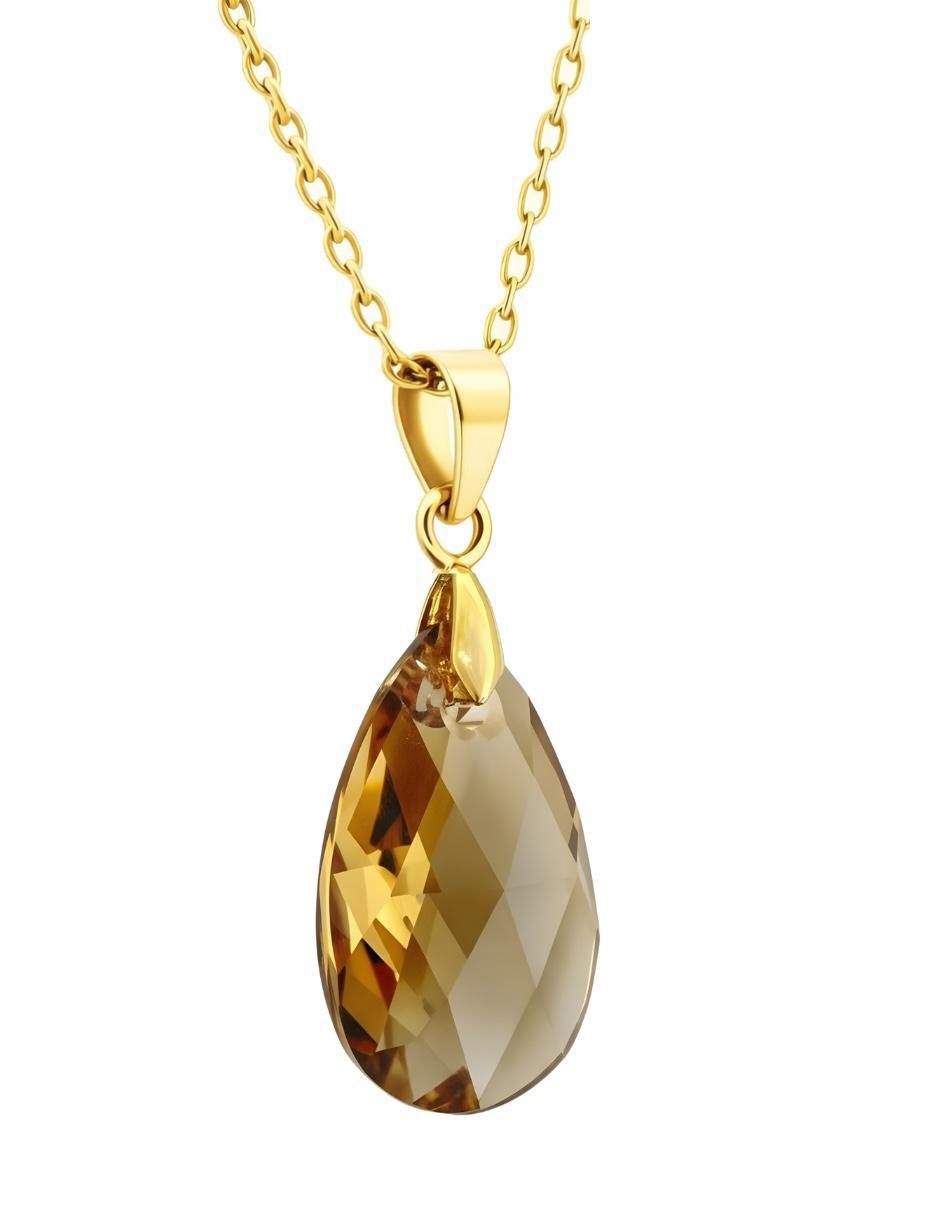 Aretes y collar de gota Aurore 18 K cristal 2