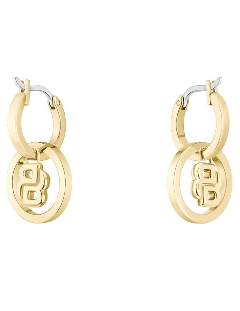 Aretes cortos Double B Divine con acabado brillante cristal 2