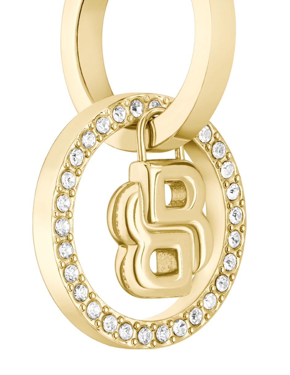 Aretes cortos Double B Divine con acabado brillante cristal 3
