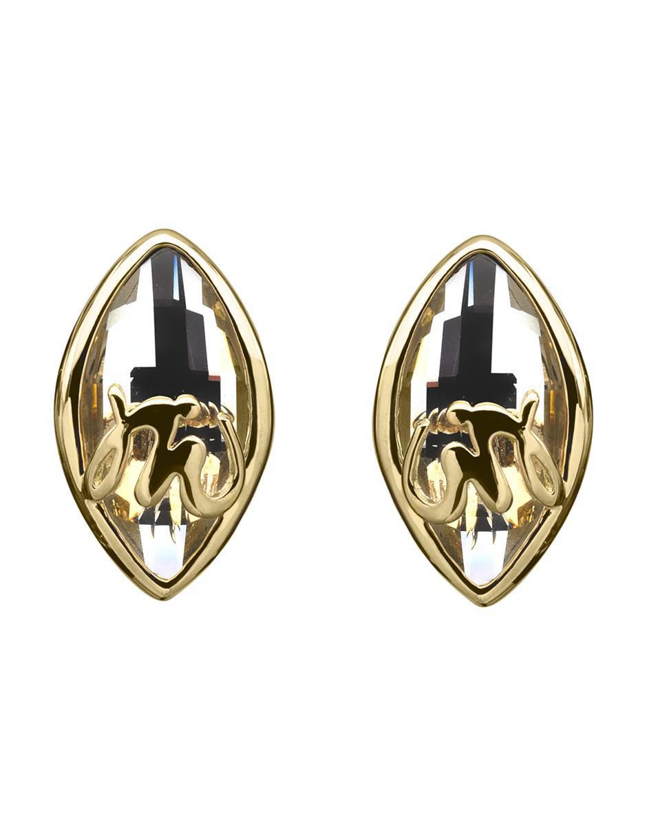 Aretes cortos de gota Elegance con acabado baño de oro 18 K cristal