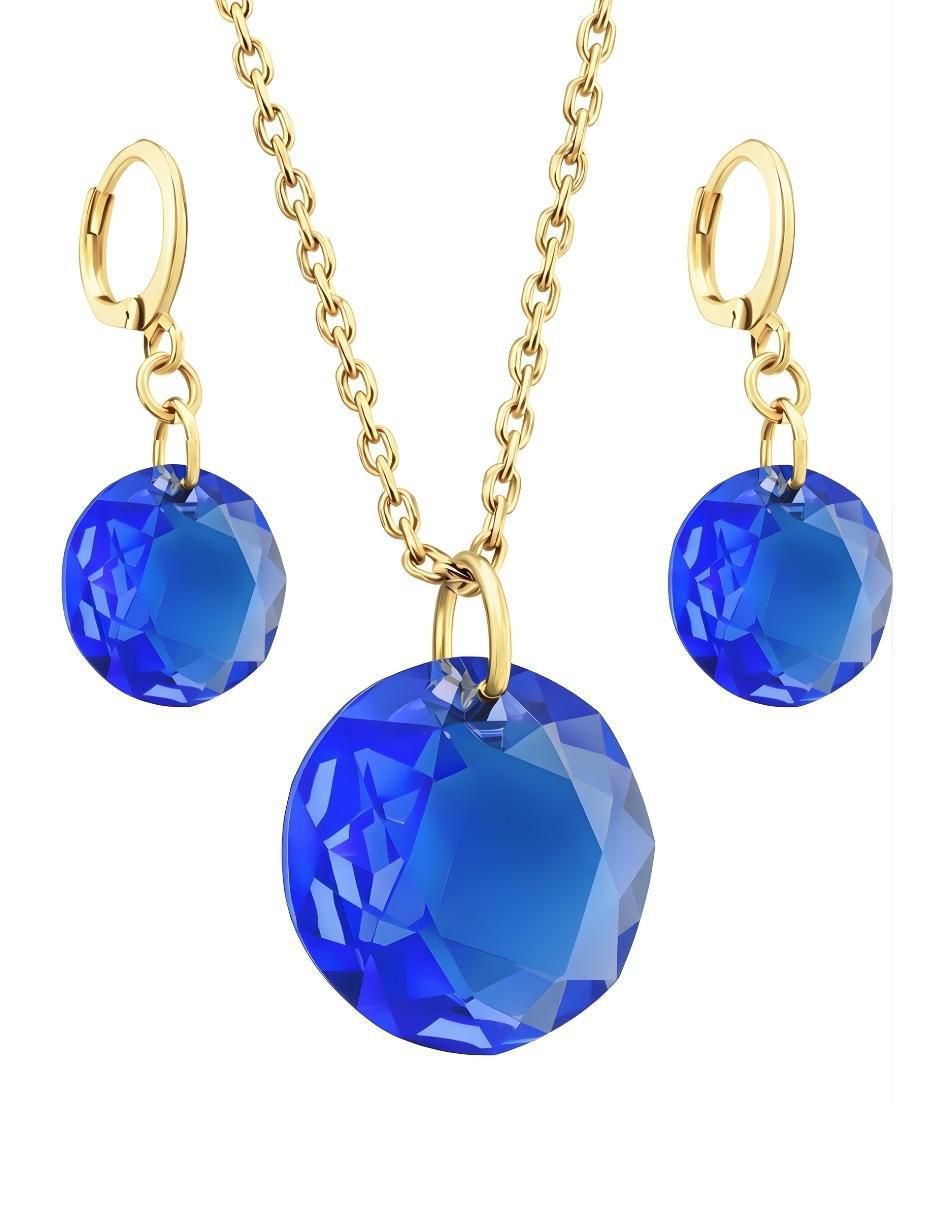 Aretes y collar Aurore con acabado chapa de oro 18 K cristal