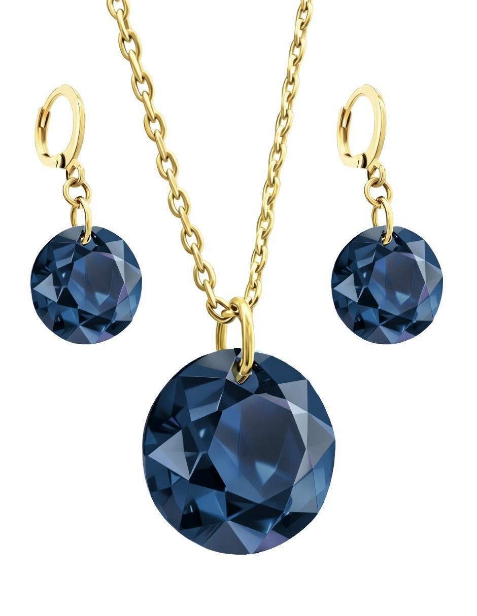 Aretes y collar Aurore con acabado chapa de oro 18 K cristal