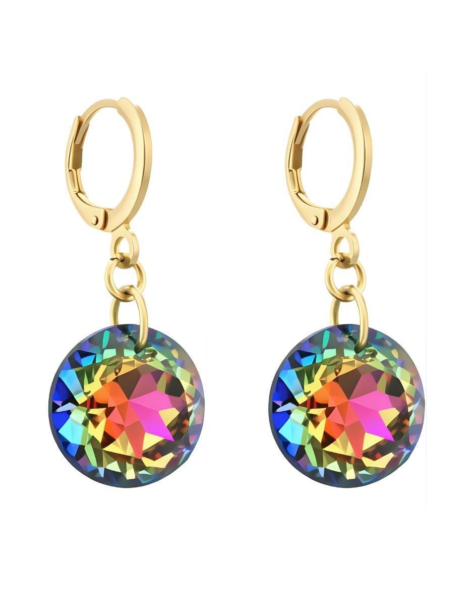 Aretes y collar Aurore con acabado chapa de oro18 K cristal 3
