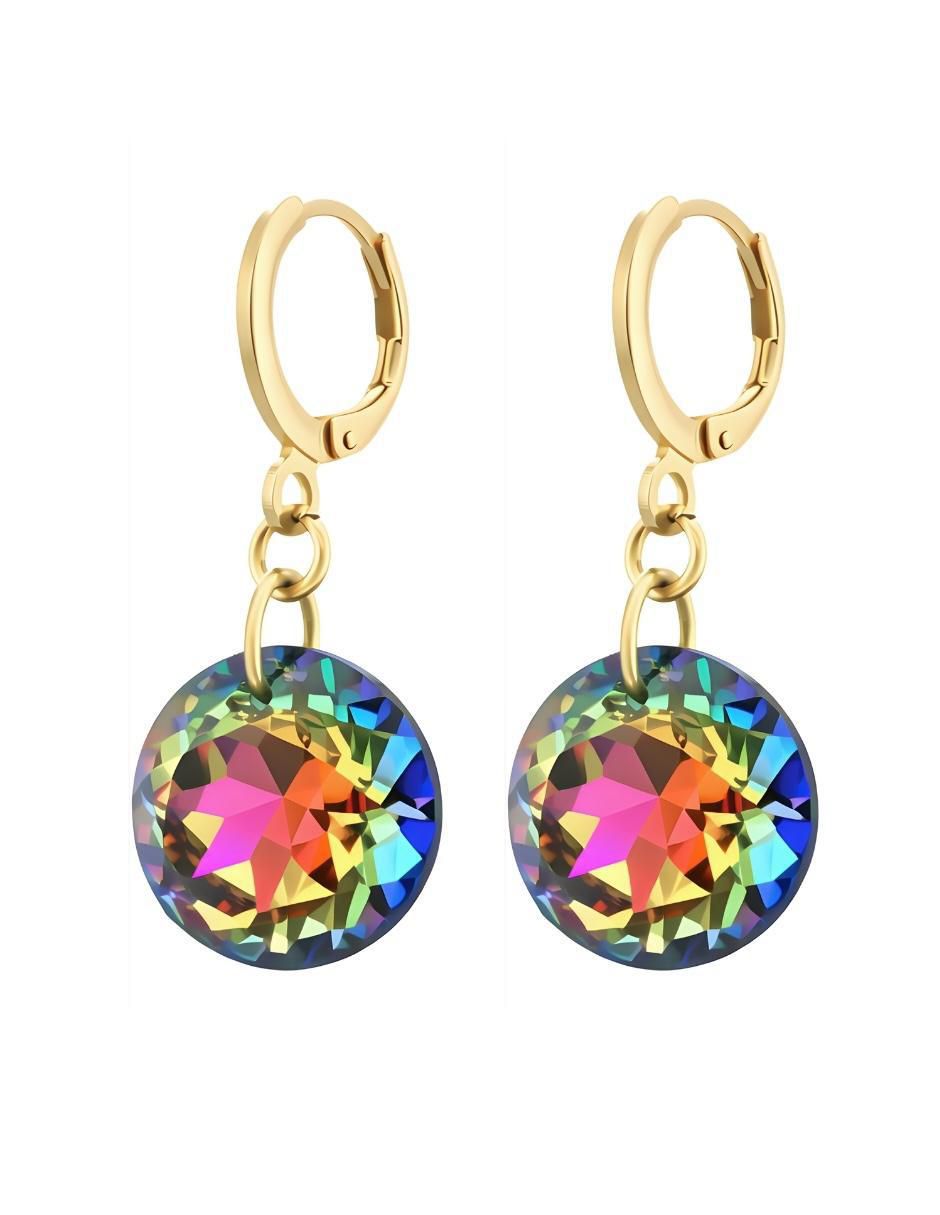 Aretes y collar Aurore con acabado chapa de oro18 K cristal 4