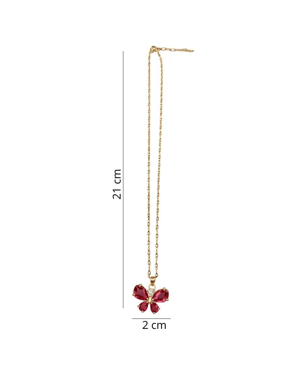 Aretes y collar de mariposa con acabado chapa de oro 14 K zirconia 4