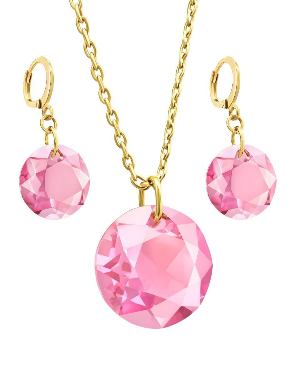 Aretes y collar Aurore con acabado chapa de oro 18 K cristal