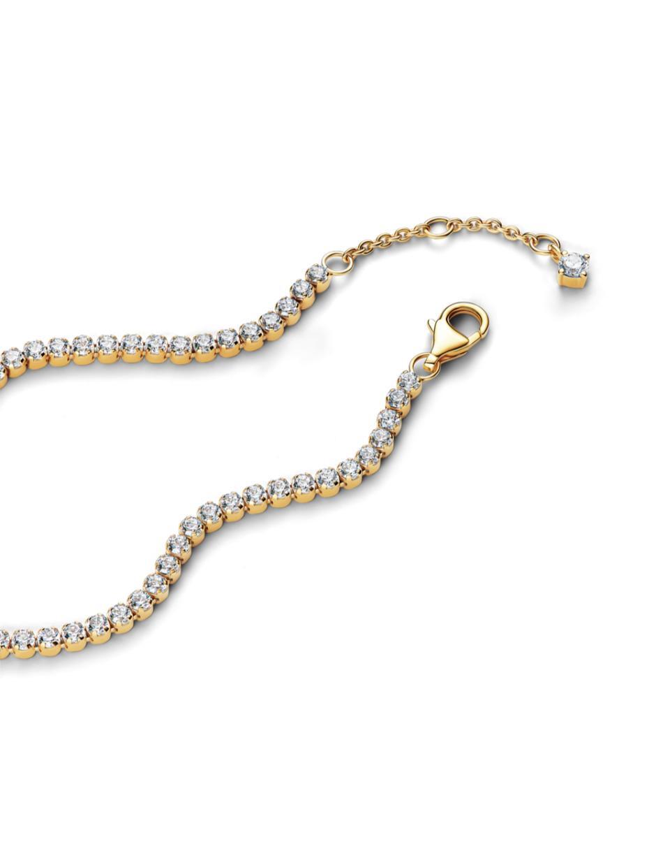 Brazalete de plata con zirconia cúbica P 925 Timeless acabado baño de oro 3