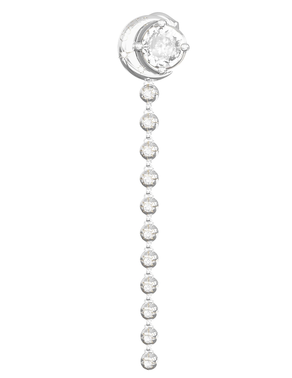 Aretes largos de luna Aurora de acero inoxidable con acabado pavé circonita 3