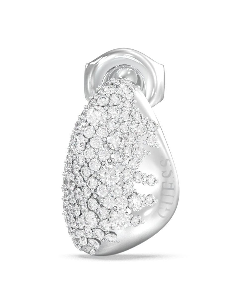 Arete corto Moon Drops de acero inoxidable con acabado pavé circonita 2